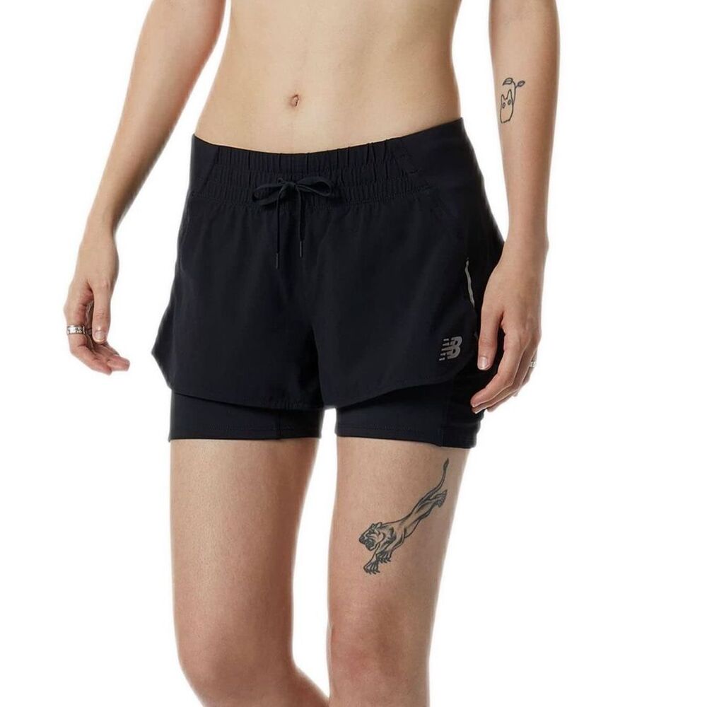 New Balance Women’s Impact Run 2-in-1 Short 22, Black, Small | NB DRY